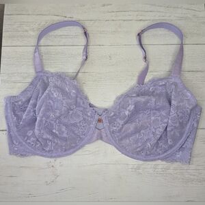 Savage X Fenty by Rihanna Women's Floral Lace Unlined Bra, Sheer LAVENDER, 38DDD